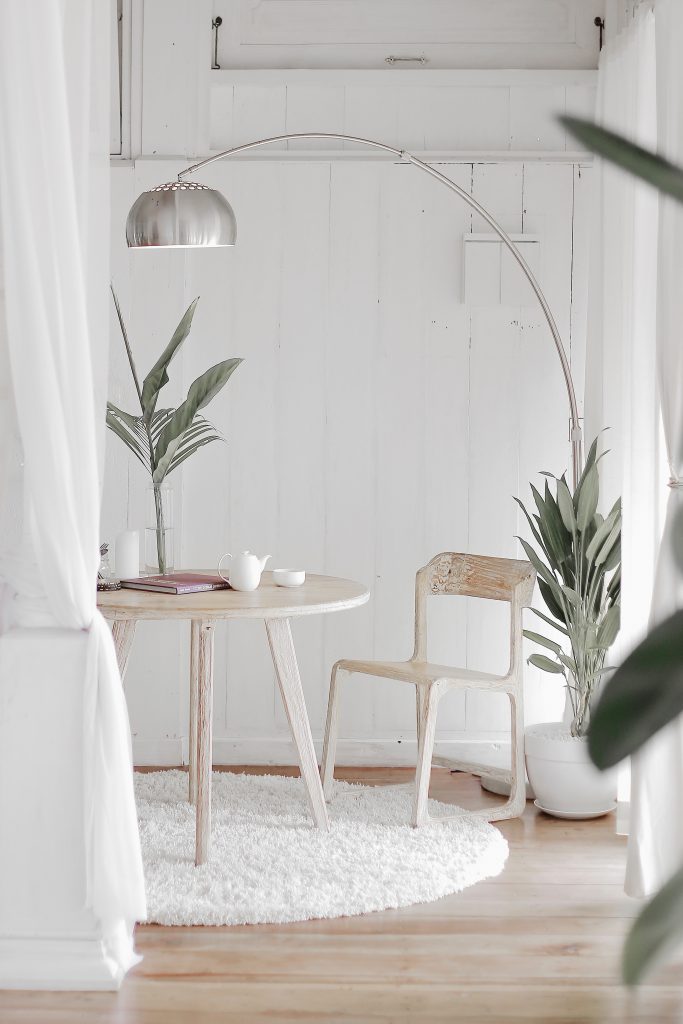 white interior lamp and plants