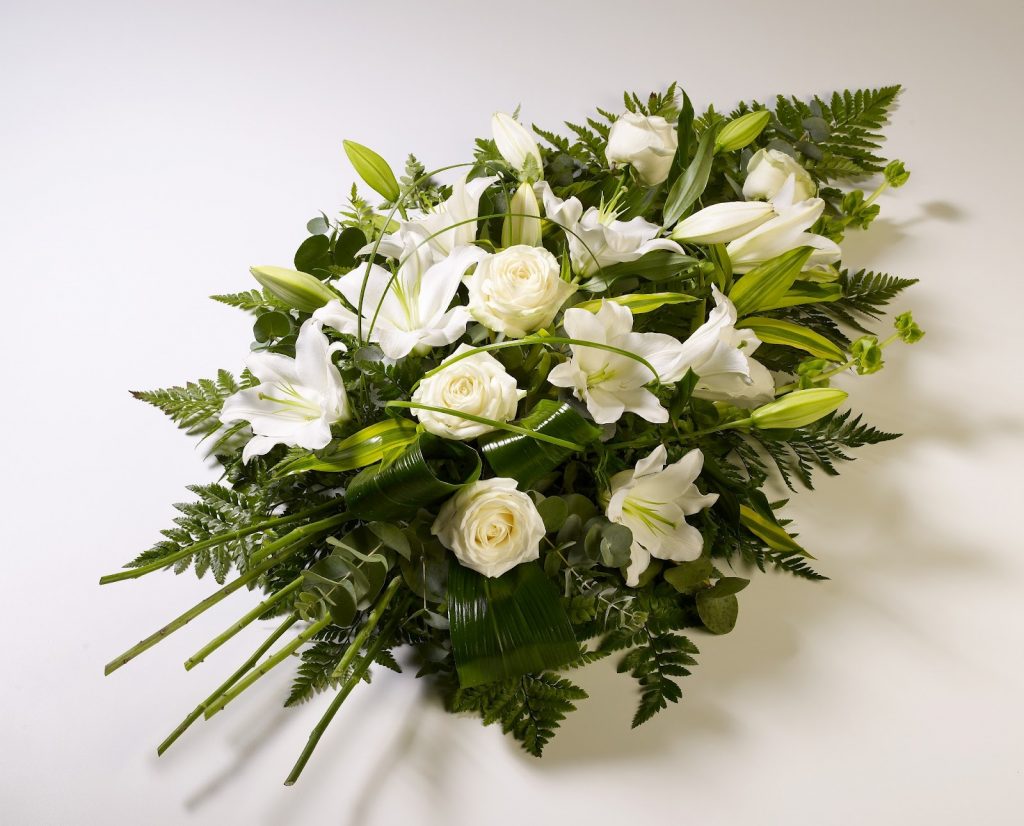 a white funeral tribute