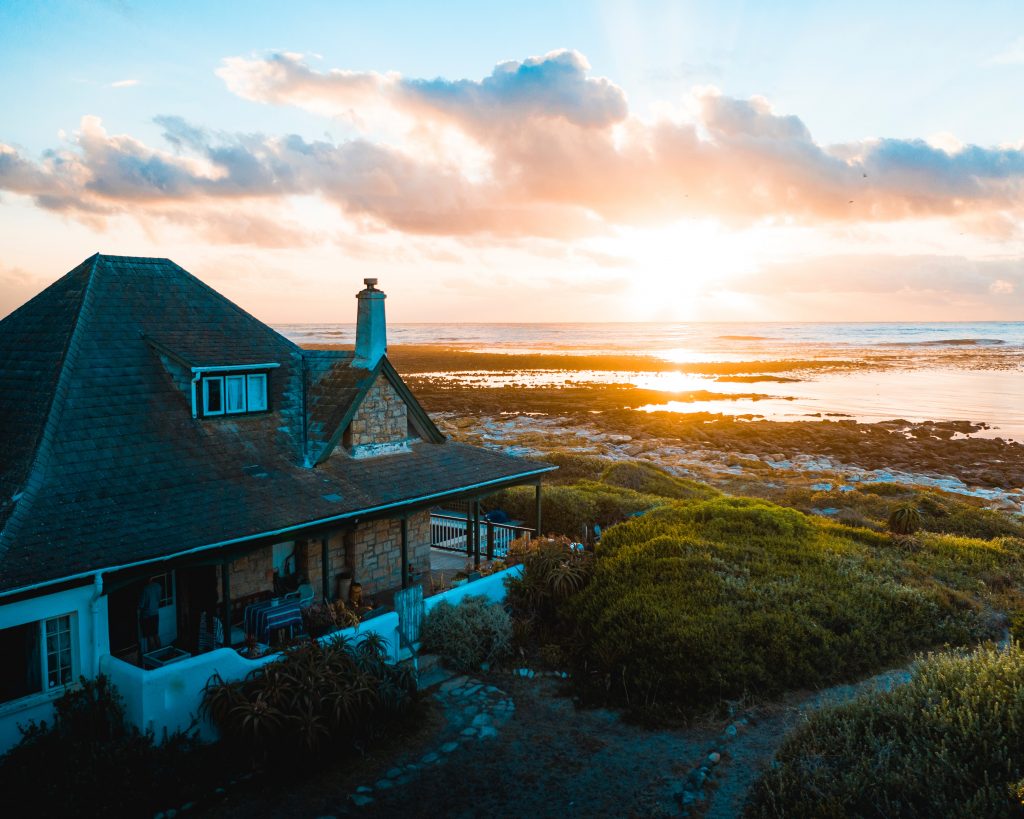 house in a sunset.