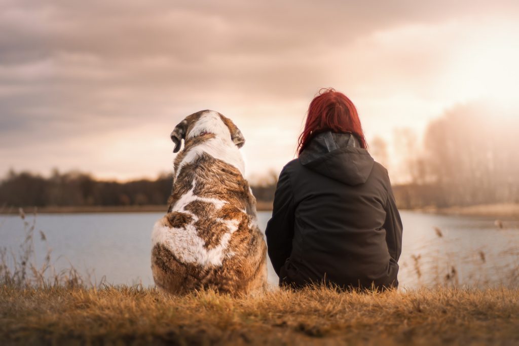 woman and dog