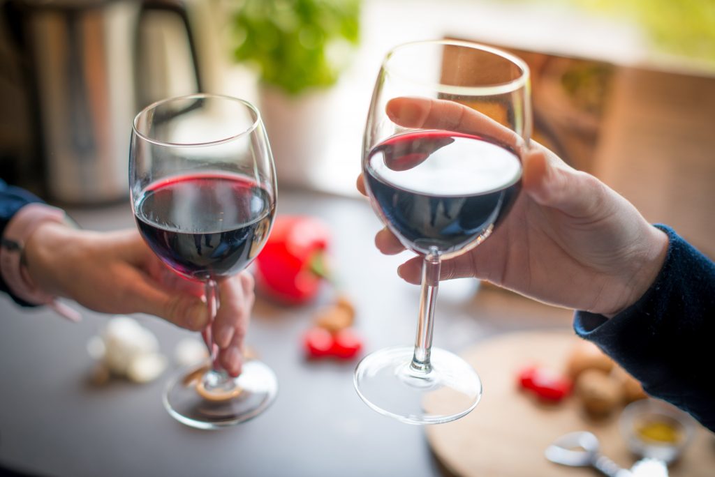 glasses of red wine.